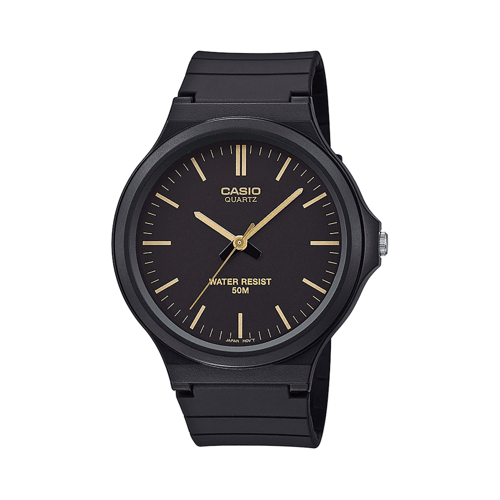 Collection Timeless - MW-240-1E2VEF - Montre Casio – boîtier en résine noire à trois aiguilles, bracelet en résine noire – vue de face