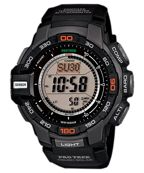 Collection Pro Trek - PRG-270-1ER - Montre Casio – boîtier en résine noire, bracelet en résine noire, affichage numérique – vue de face
