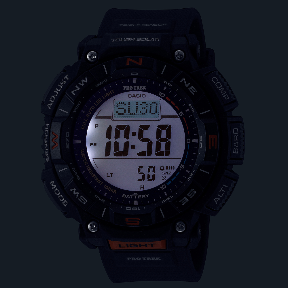 Collection Pro Trek - PRG-340-1ER - Montre Casio – boîtier en résine bio noire avec lunette rotative, bracelet en uréthane noir, affichage numérique – vue 8