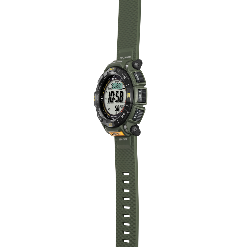 Collection Pro Trek - PRG-340-3ER - Montre Casio – boîtier en résine bio vert avec lunette rotative, bracelet en uréthane vert, affichage numérique – vue 3