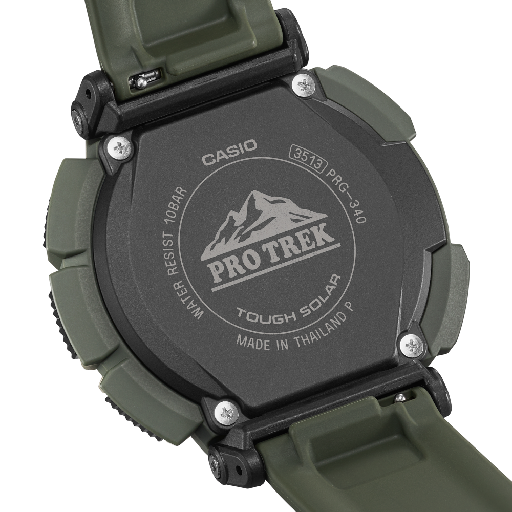 Collection Pro Trek - PRG-340-3ER - Montre Casio – boîtier en résine bio vert avec lunette rotative, bracelet en uréthane vert, affichage numérique – vue 5