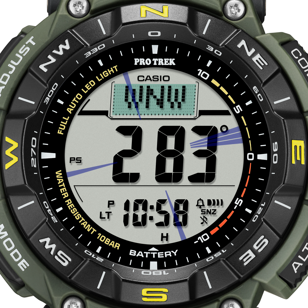 Collection Pro Trek - PRG-340-3ER - Montre Casio – boîtier en résine bio vert avec lunette rotative, bracelet en uréthane vert, affichage numérique – vue 7