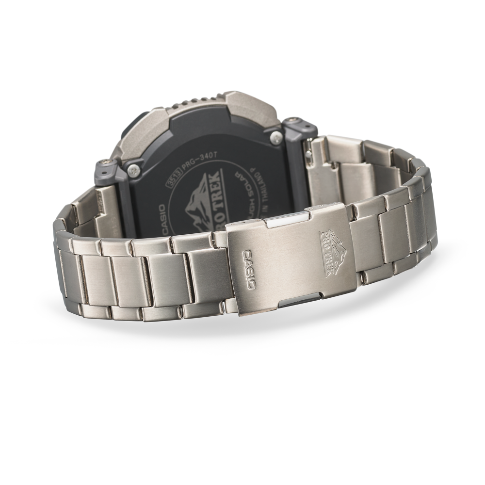 Collection Pro Trek - PRG-340T-7ER - Montre Casio – boîtier en résine bio blanc avec lunette rotative, bracelet en titane argenté, affichage numérique – vue 6