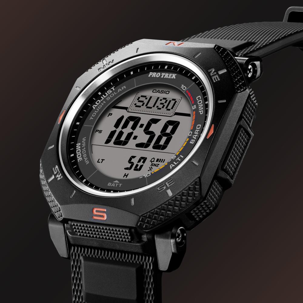 Collection Pro Trek - PRG-69-1ER - Montre Casio – boîtier angulaire en résine bio noire, bracelet en résine bio noire, affichage numérique – vue 4