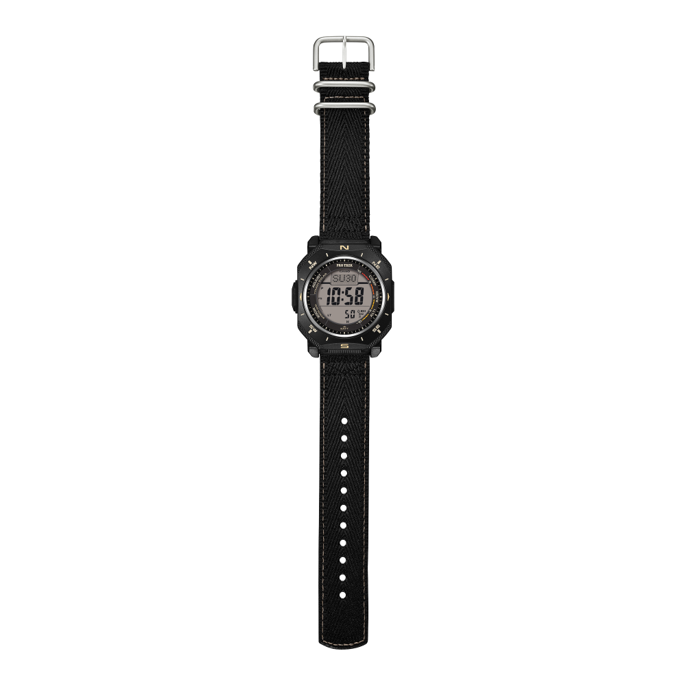 Collection Pro Trek - PRG-69B-1ER - Montre Casio – boîtier angulaire en résine bio noire, bracelet en tissu noir, affichage numérique – vue 3