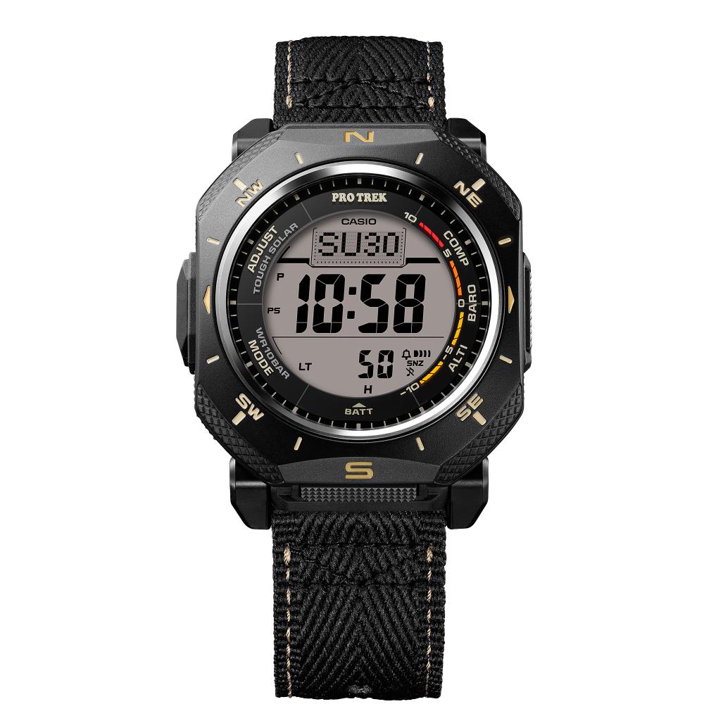 Collection Pro Trek - PRG-69B-1ER - Montre Casio – boîtier angulaire en résine bio noire, bracelet en tissu noir, affichage numérique – vue 6