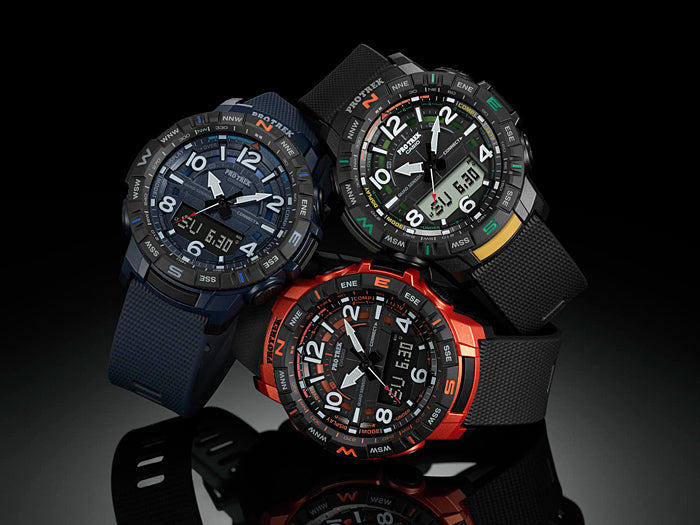 Collection Pro Trek - PRT-B50-1ER - Montre Casio – boîtier en résine noire avec lunette de direction, bracelet en résine noire texturé, aiguilles et écran numérique – vue 2
