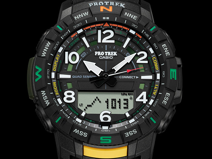 Collection Pro Trek - PRT-B50-1ER - Montre Casio – boîtier en résine noire avec lunette de direction, bracelet en résine noire texturé, aiguilles et écran numérique – vue 5