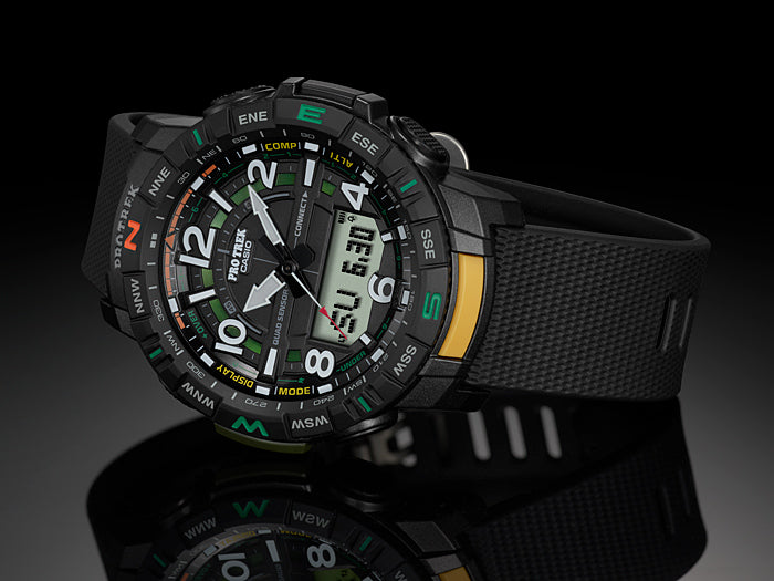 Collection Pro Trek - PRT-B50-1ER - Montre Casio – boîtier en résine noire avec lunette de direction, bracelet en résine noire texturé, aiguilles et écran numérique – vue 7
