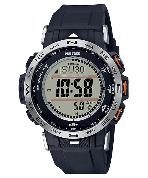 Collection Pro Trek - PRW-30-1AER - Montre Casio – boîtier en résine noire et acier, bracelet en résine noire, grand écran numérique – vue de face