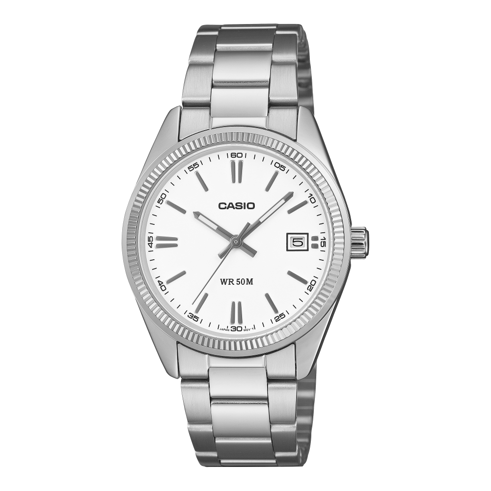 Collection Timeless - UTP-1302PD-7AVEF - Montre Casio – boîtier métallique à placage ionique, cadran clair, bracelet en acier inoxydable – vue de face