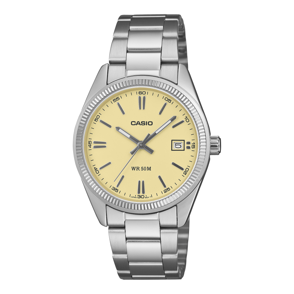 Collection Timeless - UTP-1302PD-9AVEF - Montre Casio – boîtier doré à placage ionique, bracelet métallique doré – vue de face