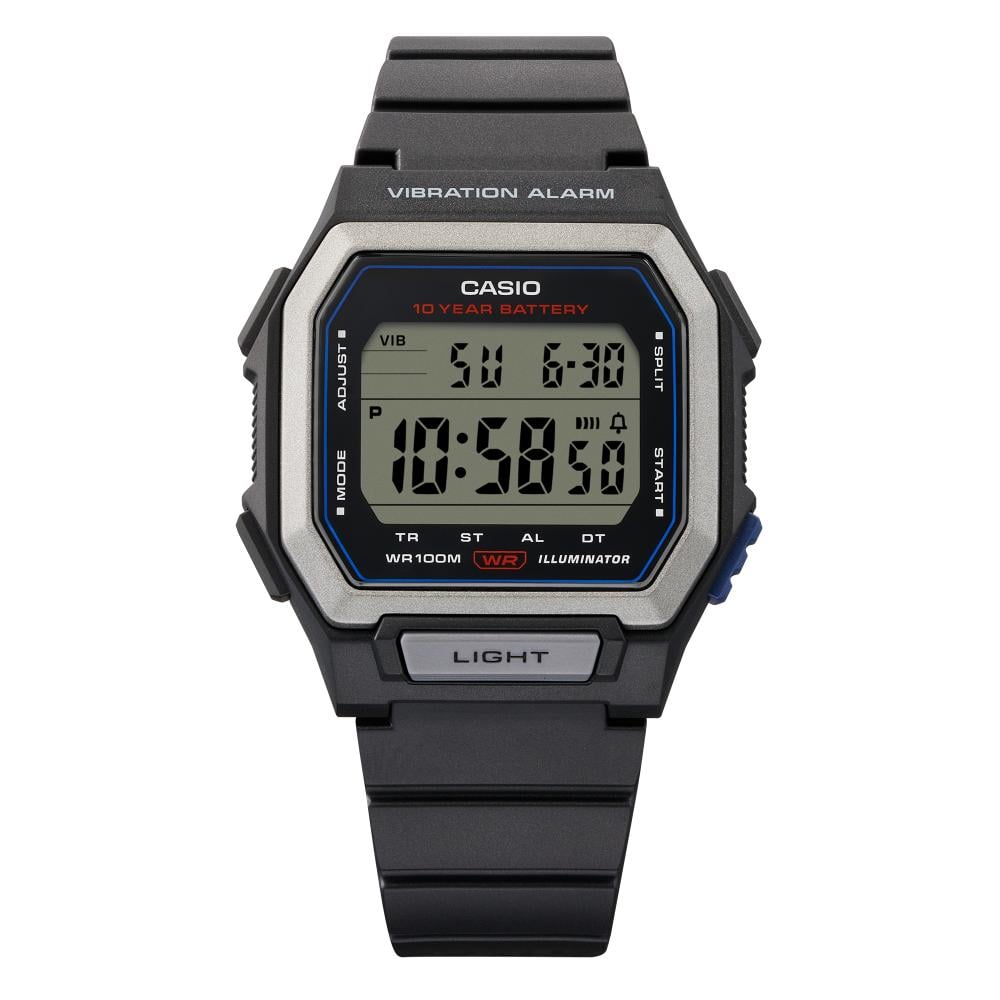 Collection Timeless - W-738H-1AVEF - Montre Casio – boîtier carré en résine noire à grand écran, bracelet en résine noir – vue 3