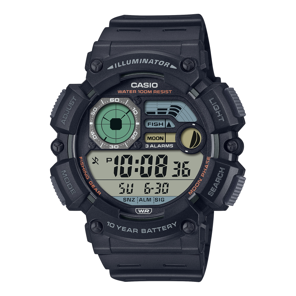 Collection Timeless - WS-1500H-1AVEF - Montre Casio – boîtier numérique en résine noire, bracelet en résine noire – vue de face