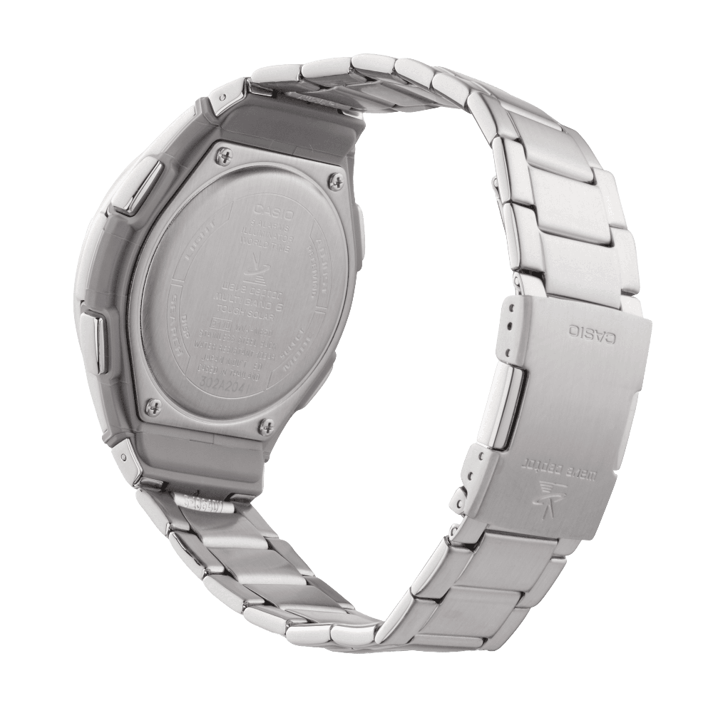 Collection Radio-pilotée - WVA-M650D-1AER - Montre Casio – boîtier en résine et acier, cadran noir, bracelet en acier inoxydable argenté, aiguilles et double écran numérique – vue 3
