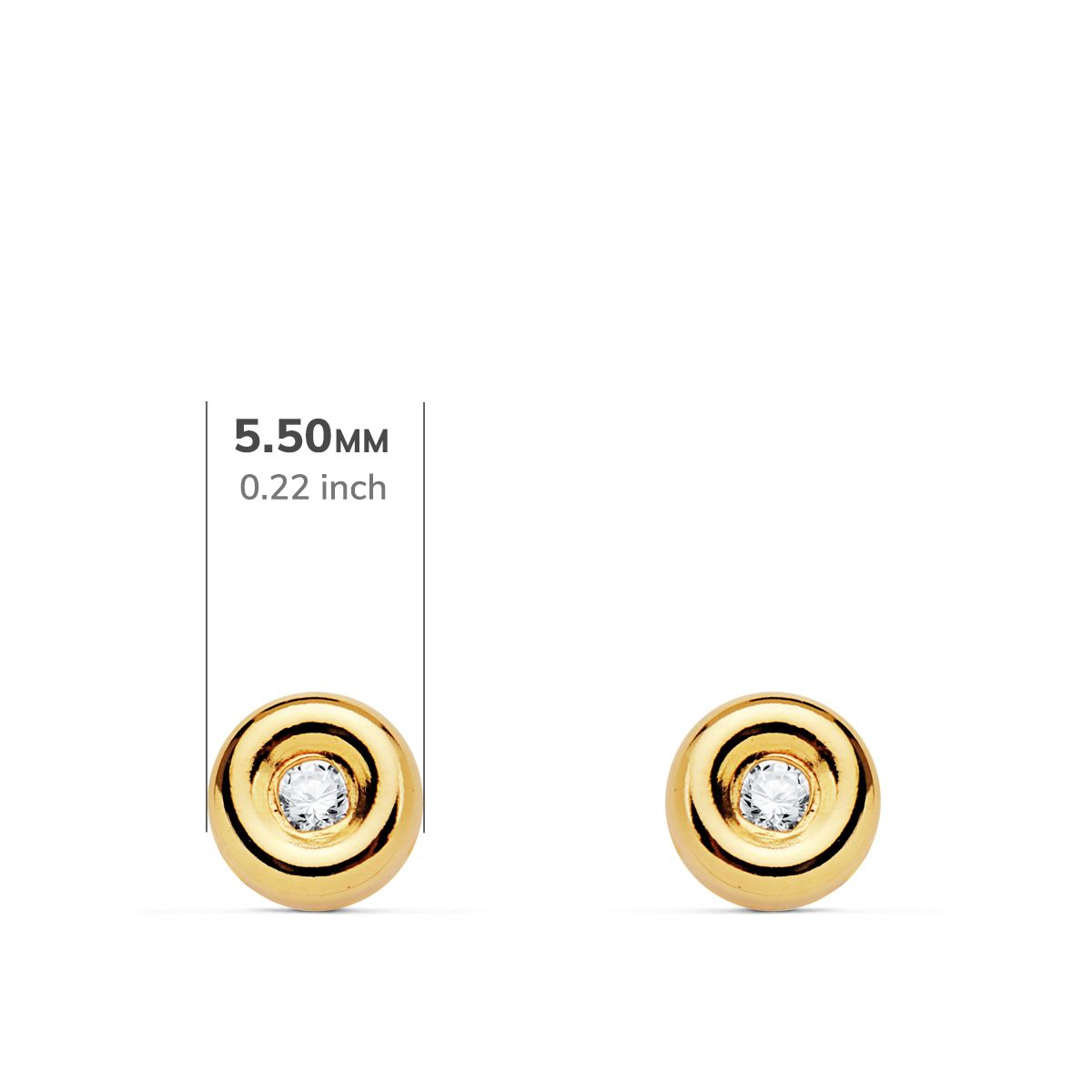 Boucles d'oreilles Chaton en Or Jaune 18K Diamants Lab 0,040 Cts VS2-G Taille : 5,5 X 5,5 mm Fermeture à Pression