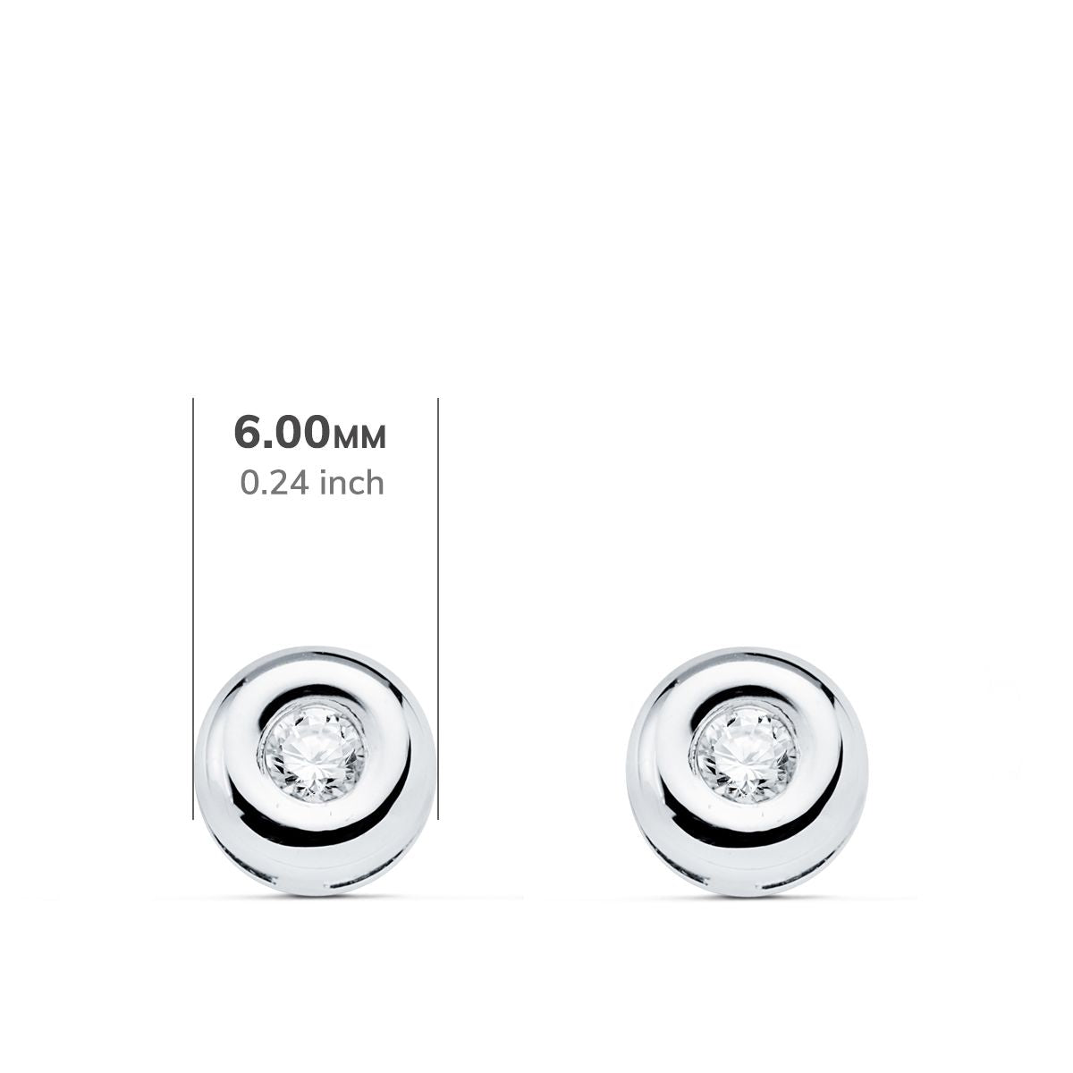Chaton-øreringe i 18K hvidguld Lab-diamanter 0,140 Cts VS2-G Størrelse: 5,5 X 5,5 mm tryklås