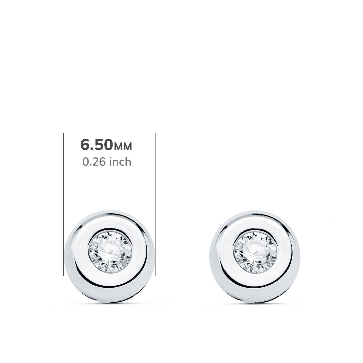 Boucles d'oreilles Chaton en Or Blanc 18K Diamants Lab 0.200 Cts VS2-G Taille : 6.5 X 6.5 mm Boucles d'oreilles Pressées