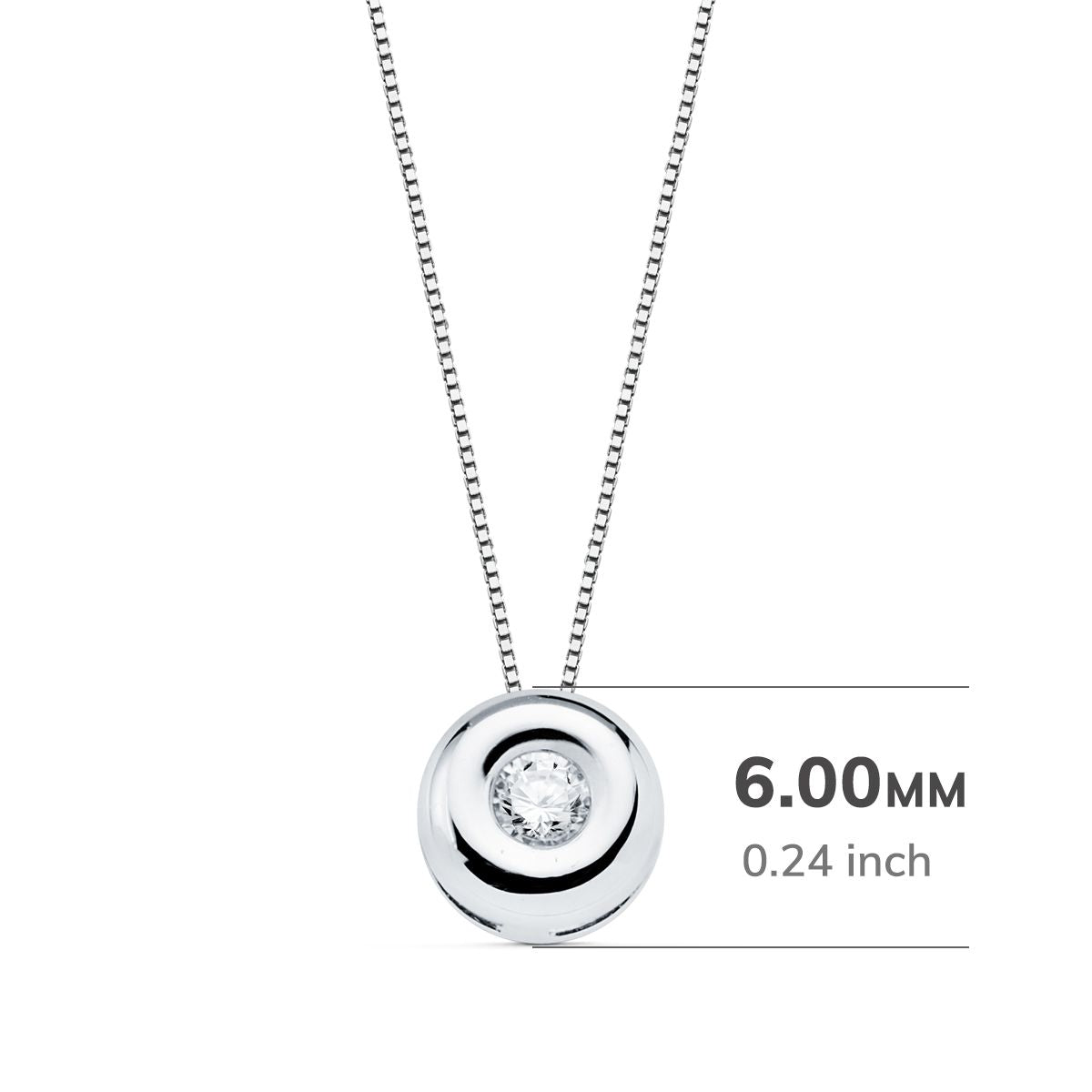 Choker en Or Blanc 18K Chaton 6 mm Lab Diamond 2,20MM 0,050 Qts G-VS2 Chain 42CM