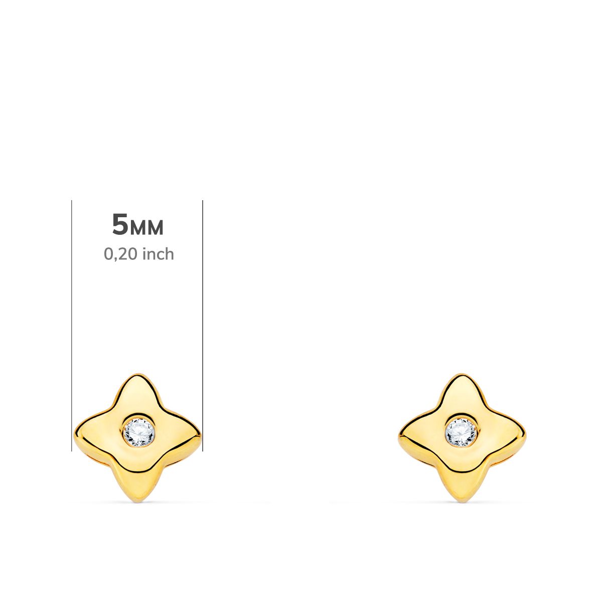 Boucles d'oreilles en Or Jaune 18K Diamants Star Lab 0.030 Ct VS2-G Taille : 5X5 mm Boucles d'oreilles Pressées