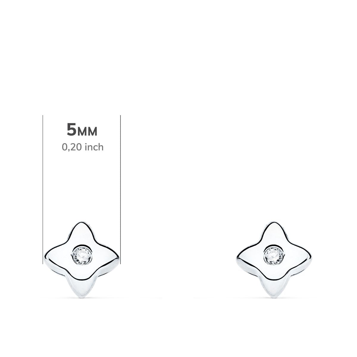 18K hvidgulds øreringe Star Lab Diamonds 0,030 Ct VS2-G Størrelse: 5X5 mm Presseøreringe