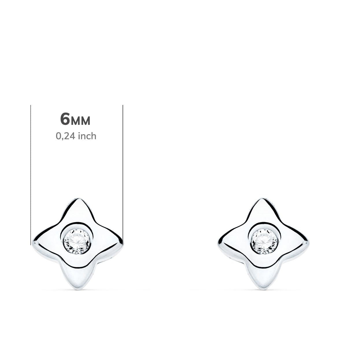 Boucles d'oreilles Or Blanc 18K Diamants de Laboratoire 0.100 Ct VS2-G Taille : 6X6 mm Boucles d'oreilles Presse