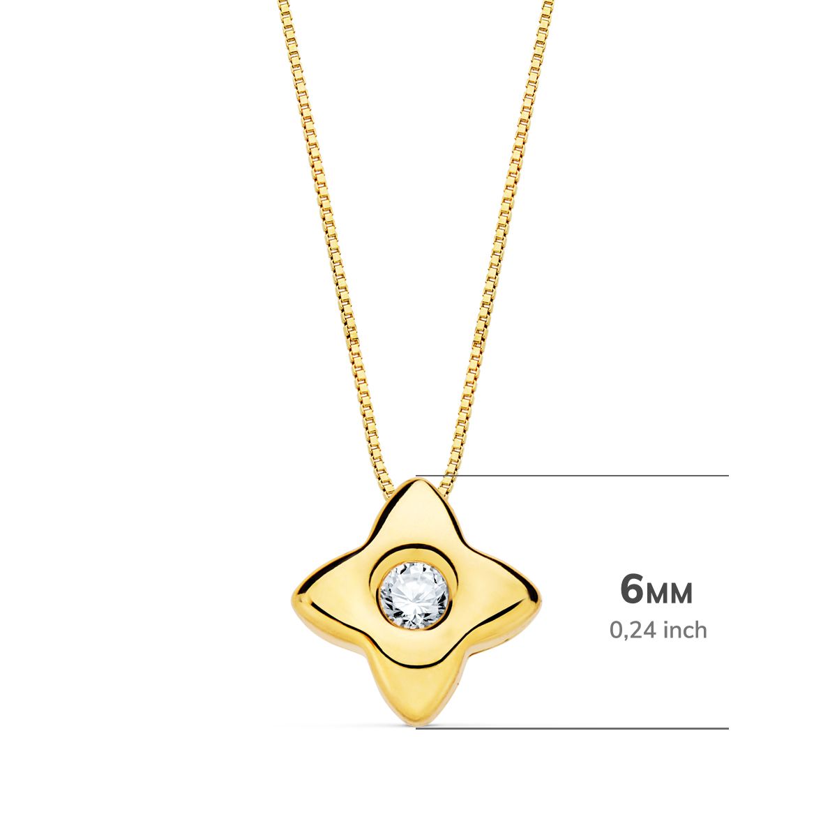 Choker en Or Jaune 18K Étoile 6X6MM Diamant Lab 0,050 Ct G-VS2 Chaîne 42CM