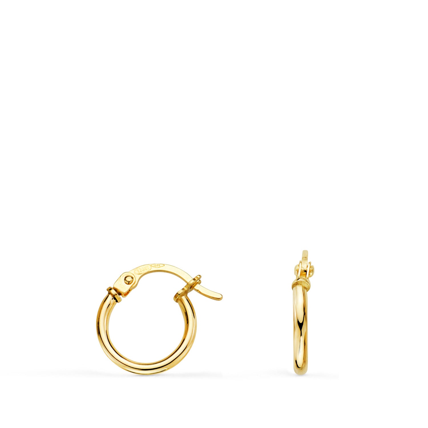 Boucles d'oreilles Créoles Or Jaune 18K Tube Rond Creux 11 mm Épaisseur 1,5 mm