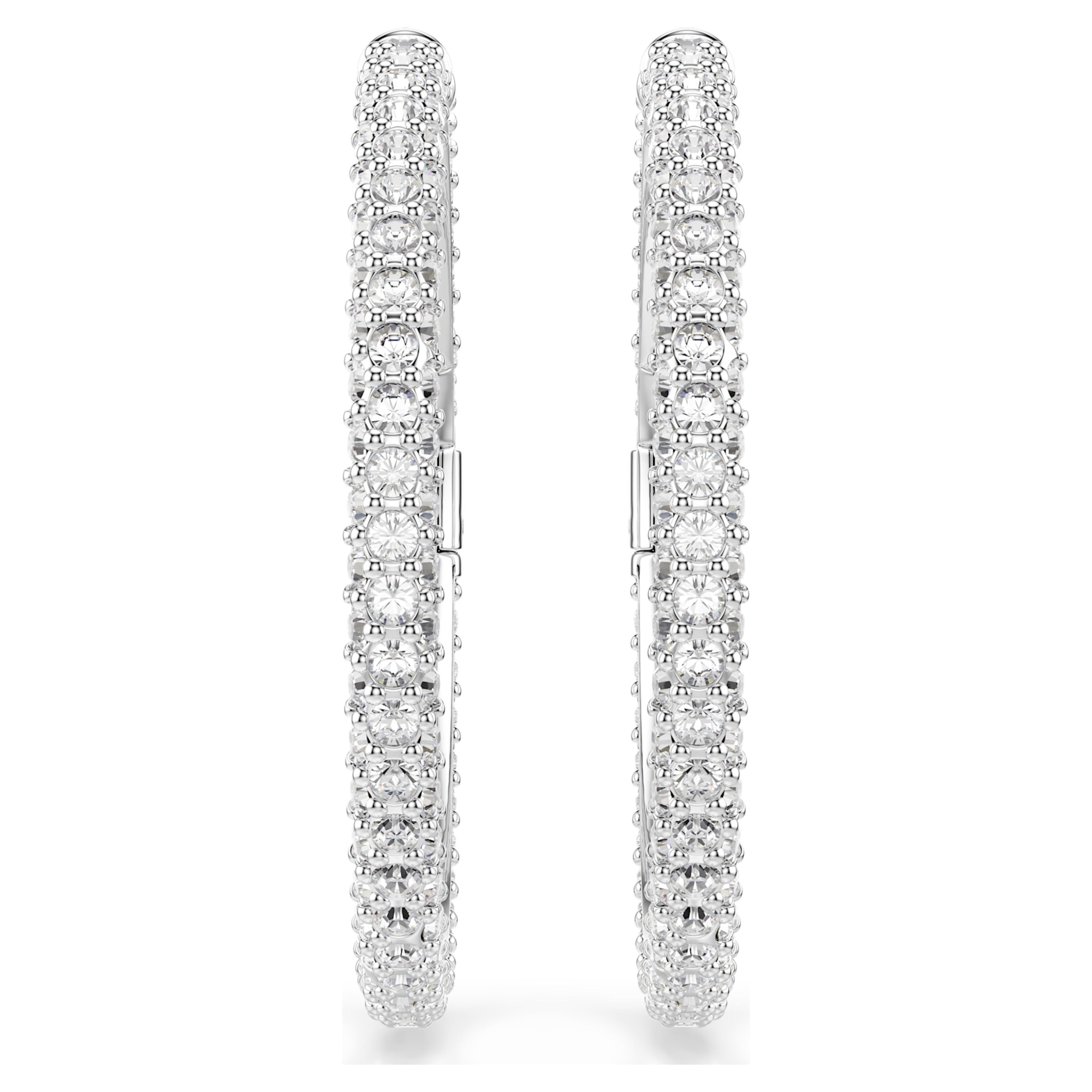 Boucles d'oreilles Swarovski - Dextera Round - Créoles - Blanc & Argenté vue 5