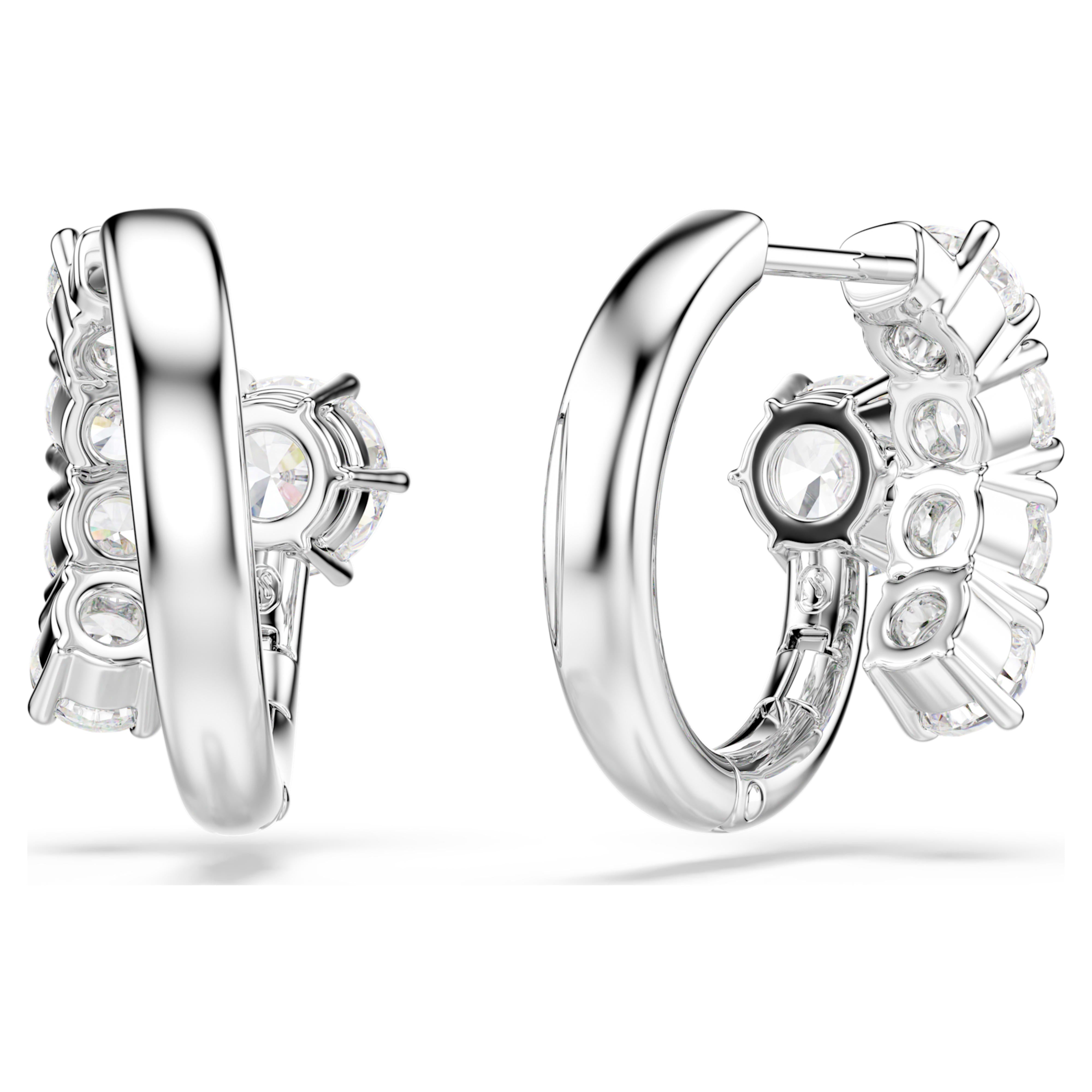 Boucles d'oreilles Swarovski - Matrix Crash - Blanc & Argenté vue 4