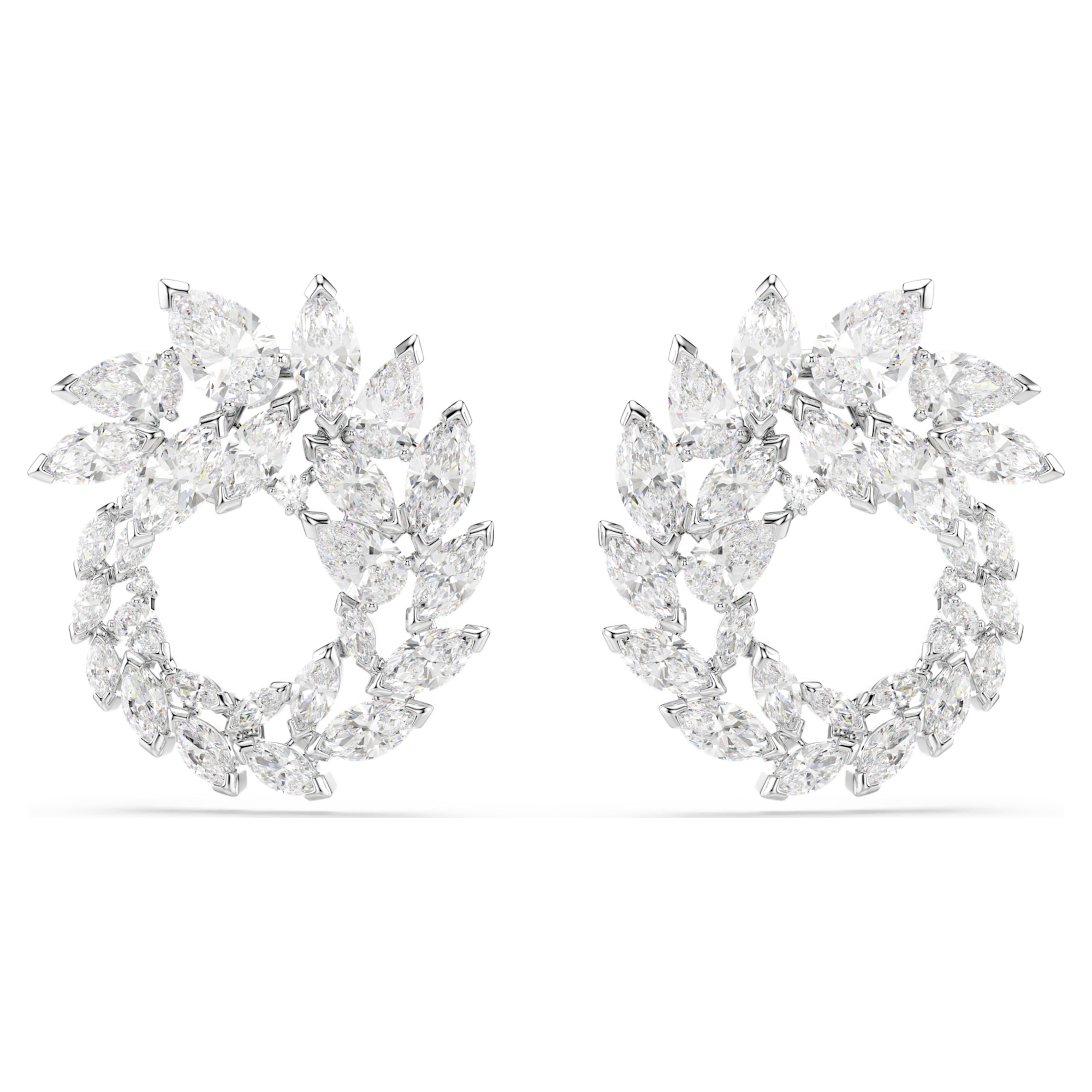 Swarovski øreringe - Mesmera Glam - Små kreoler - Hvid & Sølv