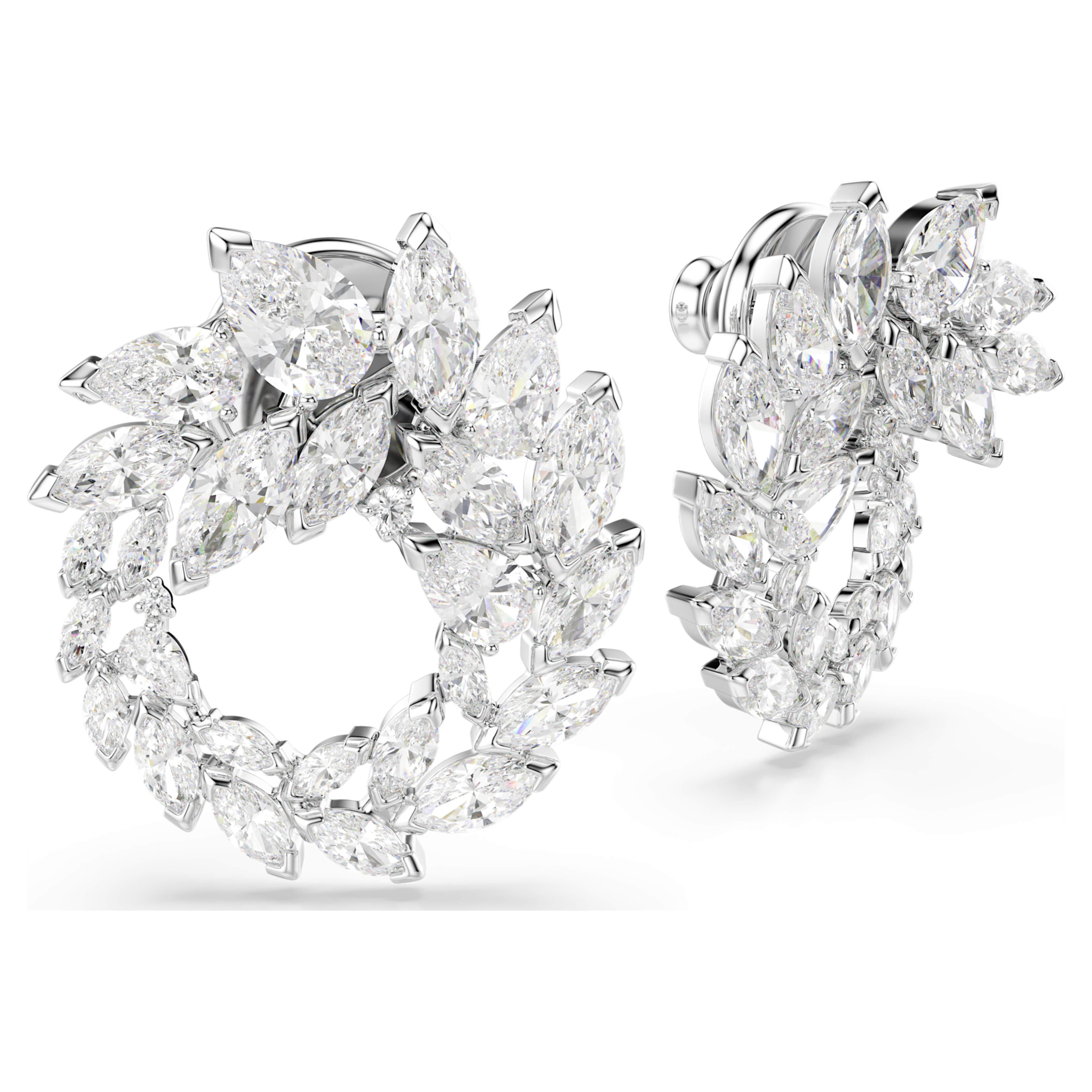 Swarovski øreringe - Mesmera Glam - Små kreoler - hvid & sølv visning 3