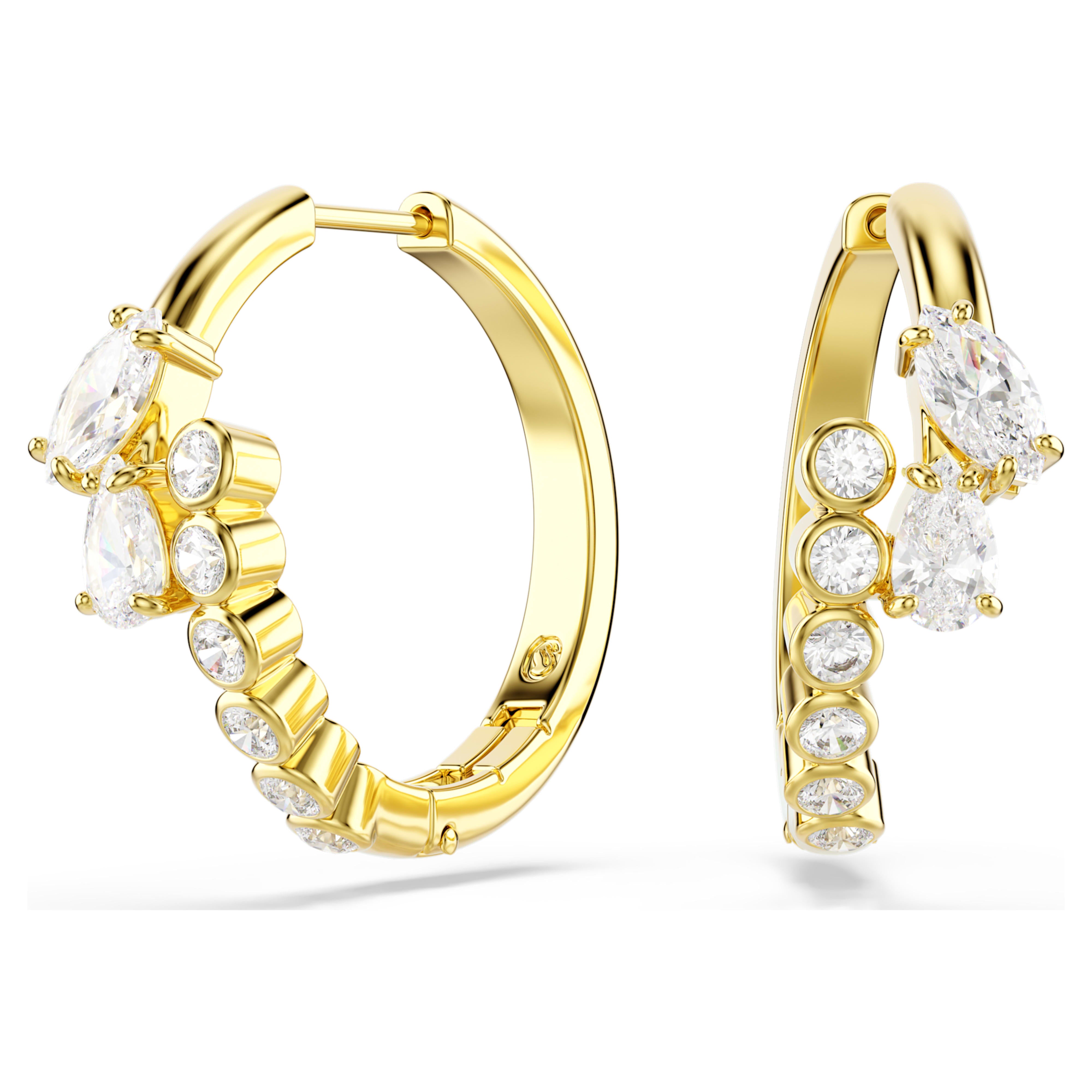 Boucles d'oreilles Swarovski - Mesmera Attract - Créoles - Blanc & Doré
