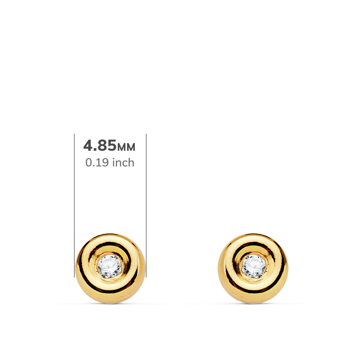 Boucles d'oreilles Chaton en Or Jaune 18K Diamants Lab 0.030 Cts VS2-G Taille : 4.8 X 4.8 mm Boucles d'oreilles Pressées