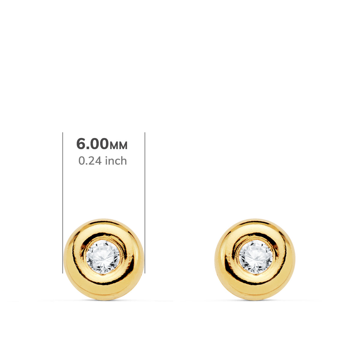 Boucles d'oreilles Chaton en Or Jaune 18K Diamants Lab 0.140 Cts VS2-G Taille : 5.5 X 5.5 mm Boucles d'oreilles Pressées