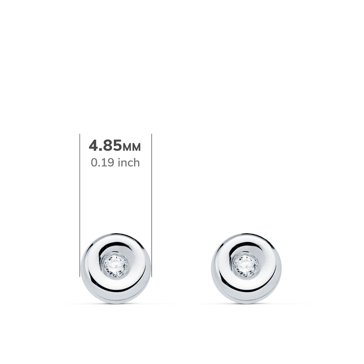 Boucles d'oreilles Chaton en Or Blanc 18K Diamants Lab 0.030 Cts VS2-G Taille : 4.8 X 4.8 mm Boucles d'oreilles Pressées