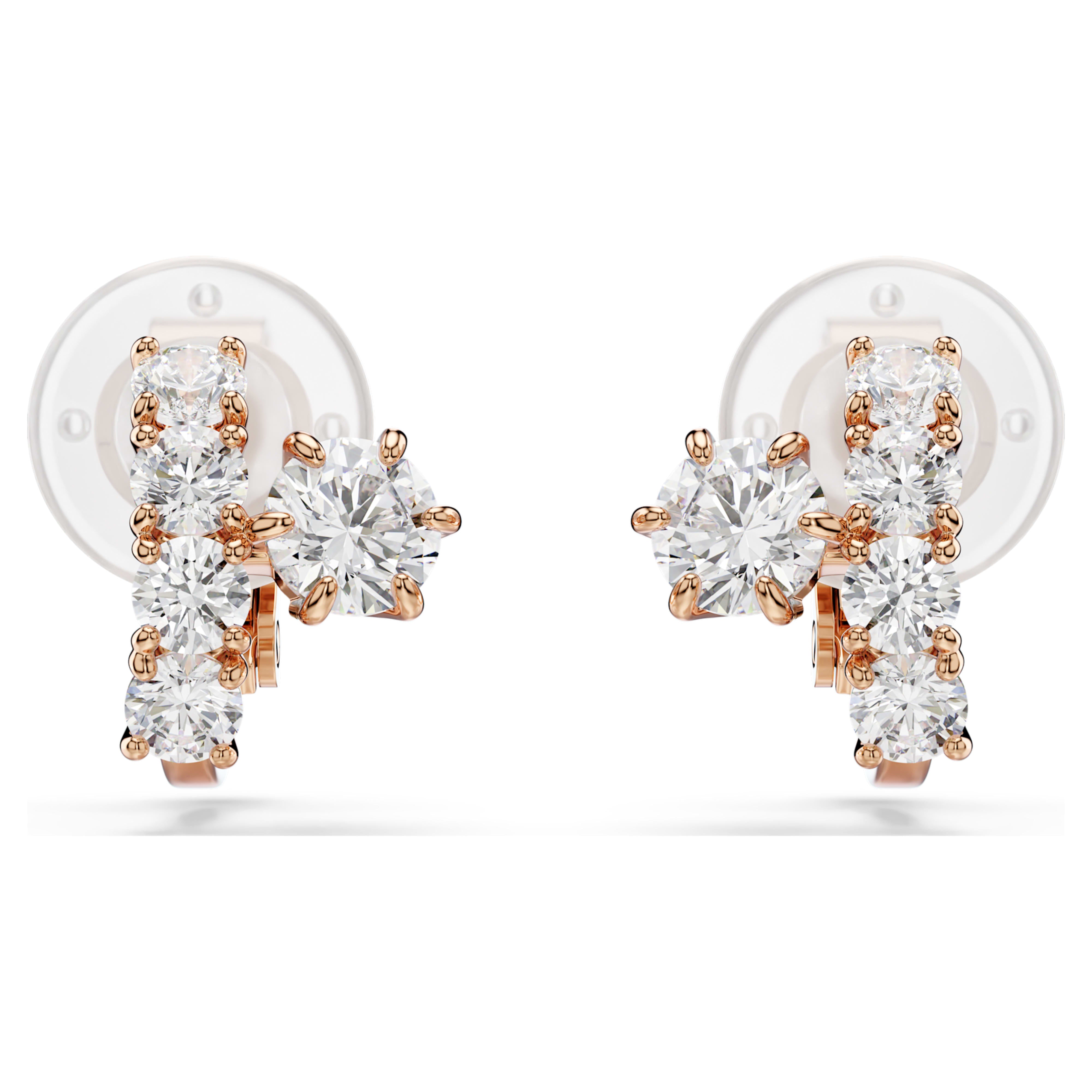 Boucles d'oreilles Clip Swarovski - Matrix Crash - Blanc & Doré Rosé vue 5