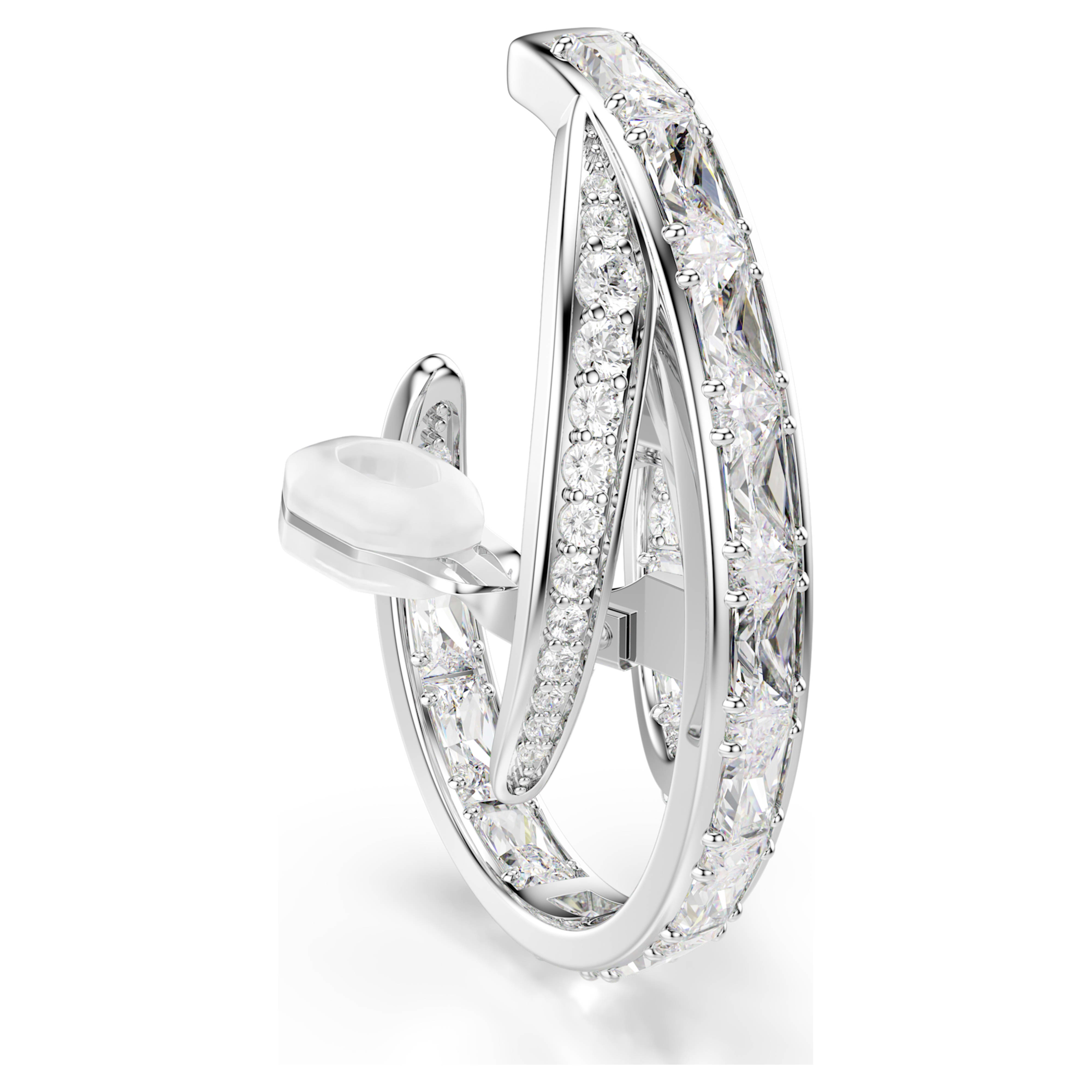 Boucles d'oreilles Clip Swarovski - Vienna Swan - Blanc & Argenté vue 3