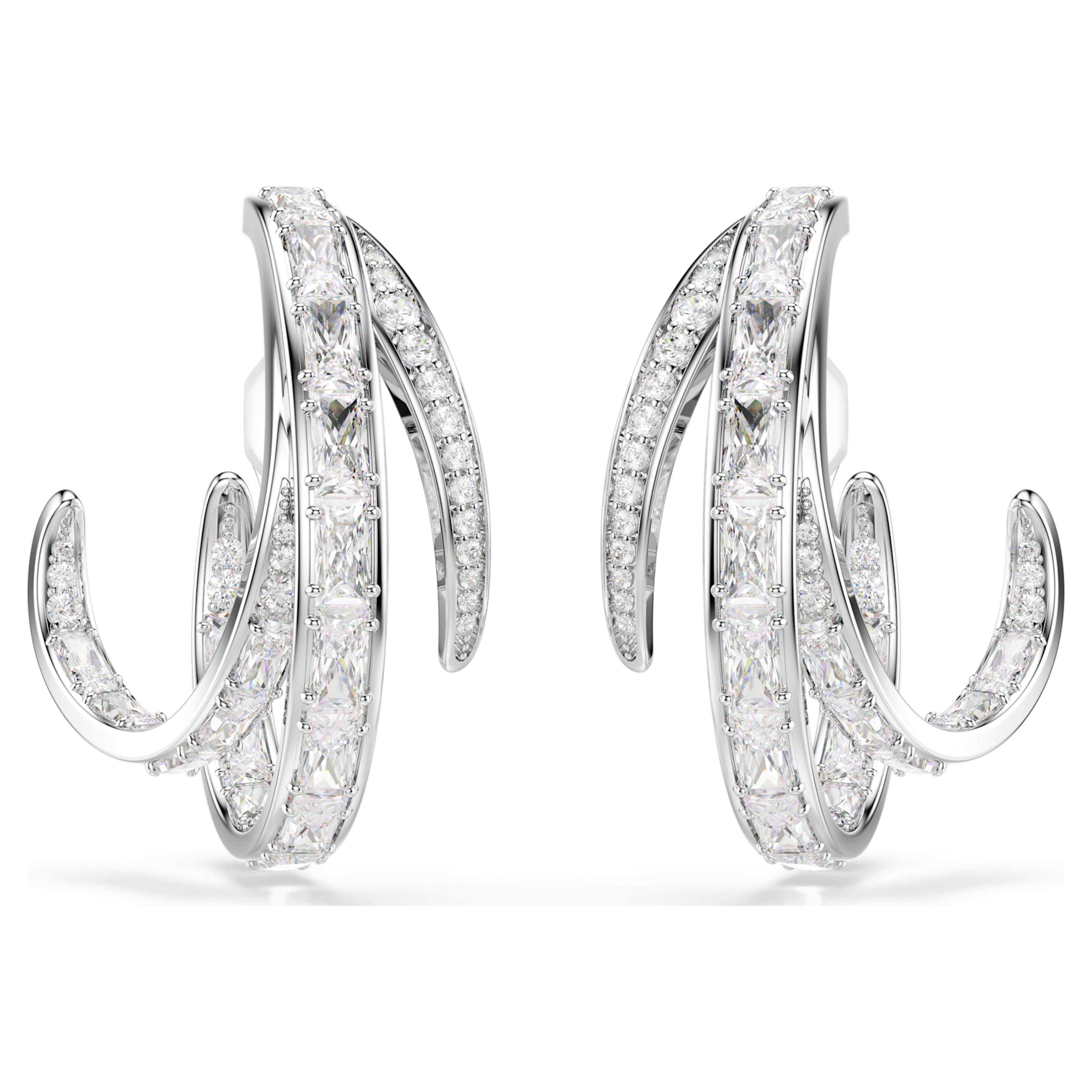 Boucles d'oreilles Clip Swarovski - Vienna Swan - Blanc & Argenté vue 5
