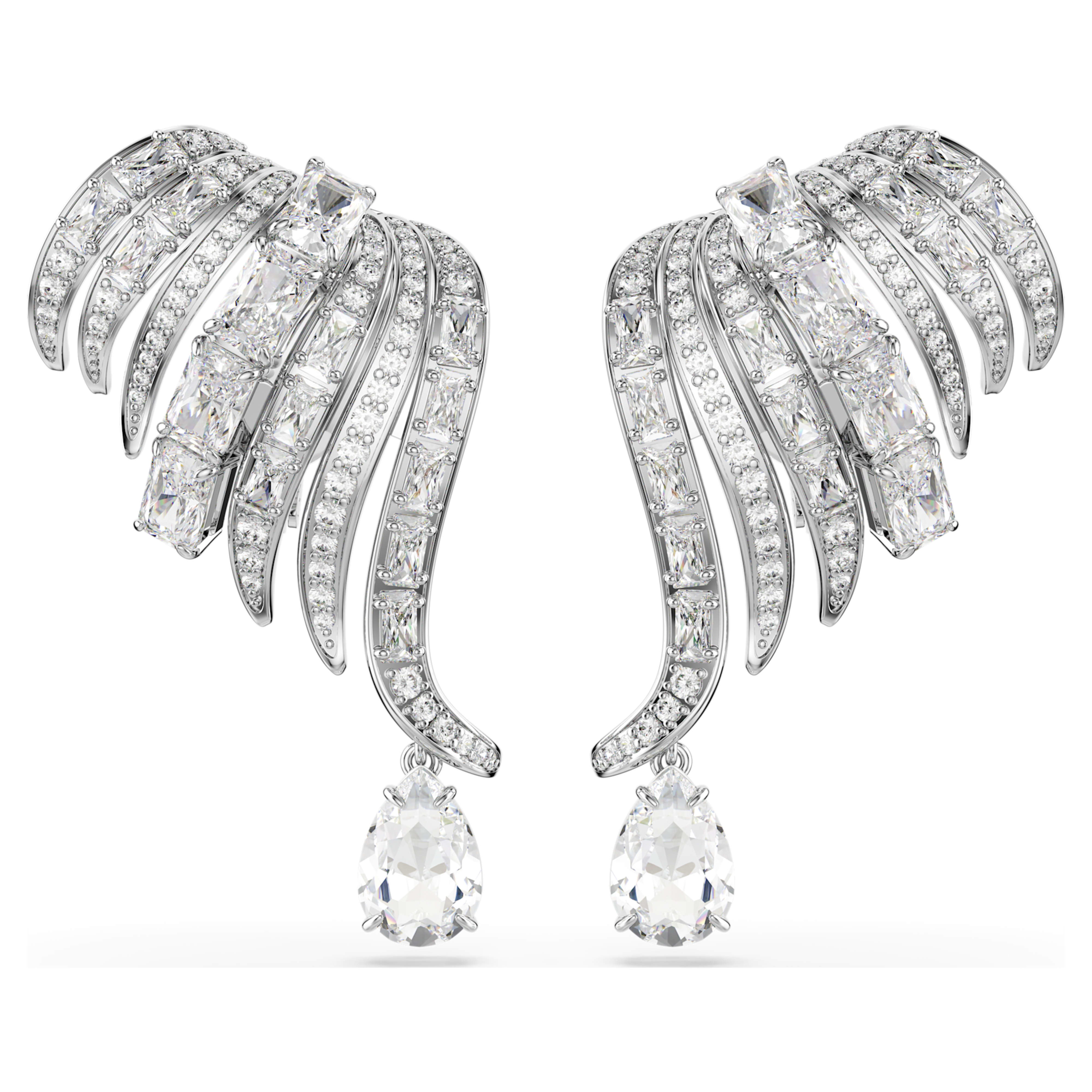 Boucles d'oreilles Clip Swarovski - Vienna Swan - Blanc & Argenté