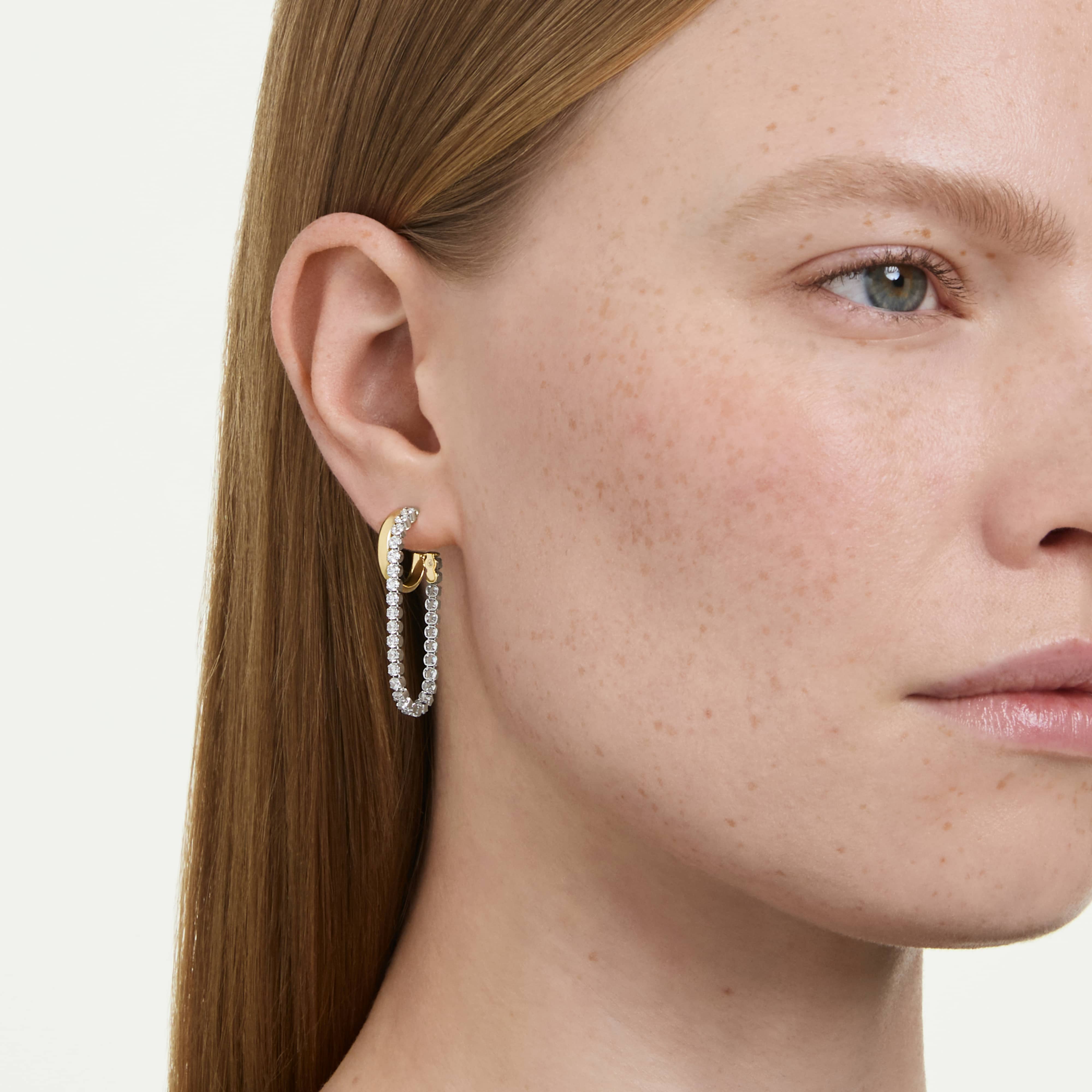 Boucles d'oreilles Swarovski - Hyperbola Spin - Créoles - Blanc & Finition Mixte vue 3