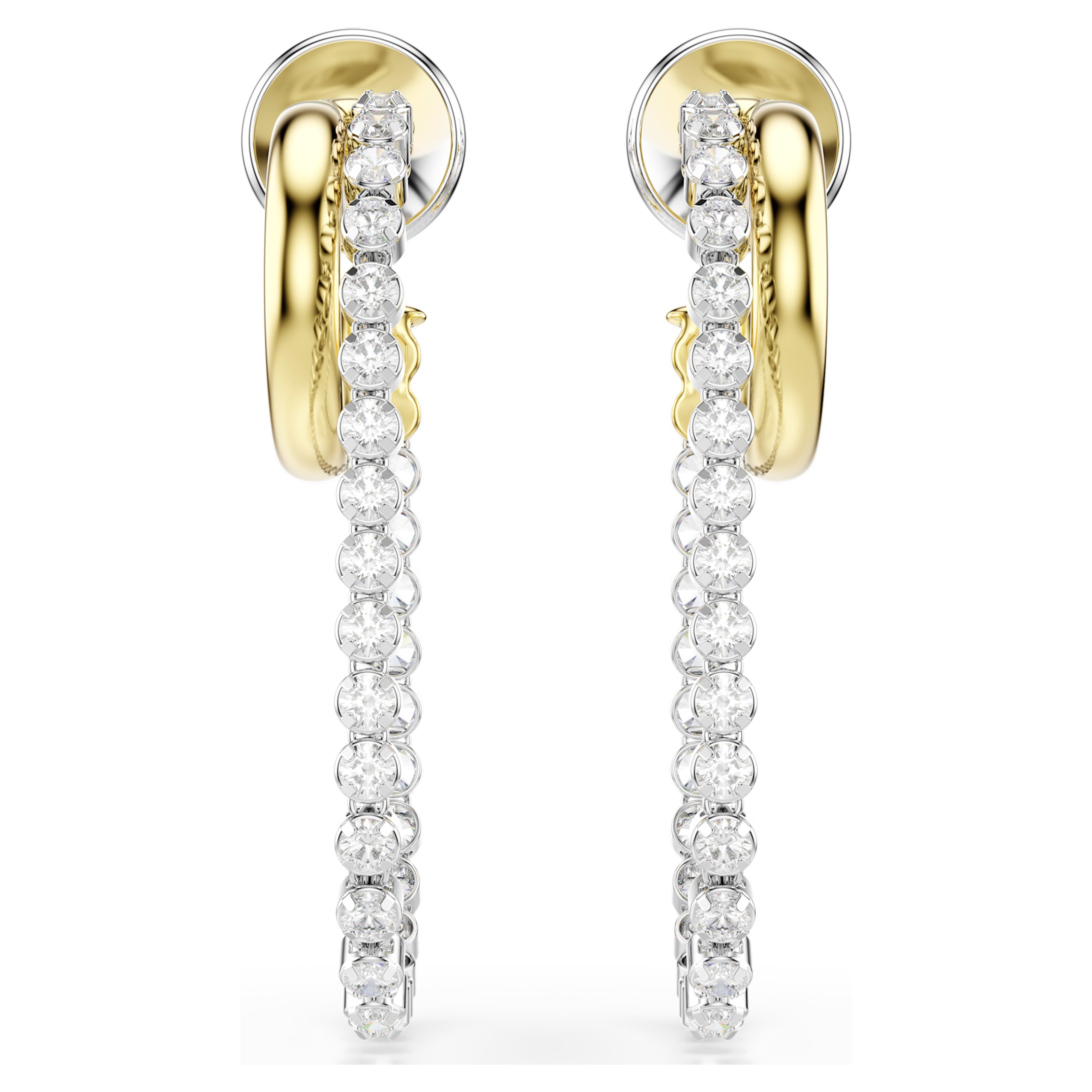 Boucles d'oreilles Swarovski - Hyperbola Spin - Créoles - Blanc & Finition Mixte vue 5