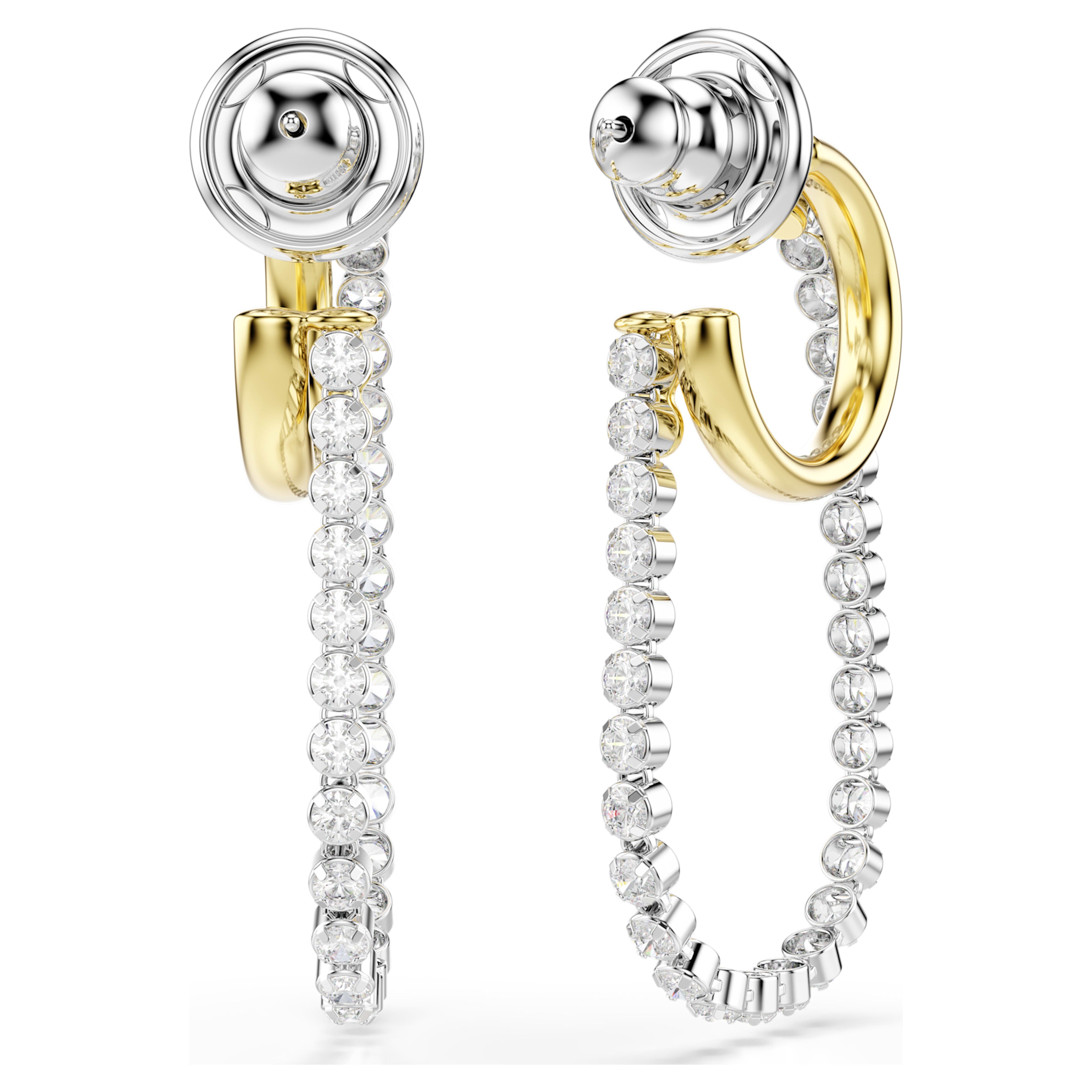 Boucles d'oreilles Swarovski - Hyperbola Spin - Créoles - Blanc & Finition Mixte vue 4