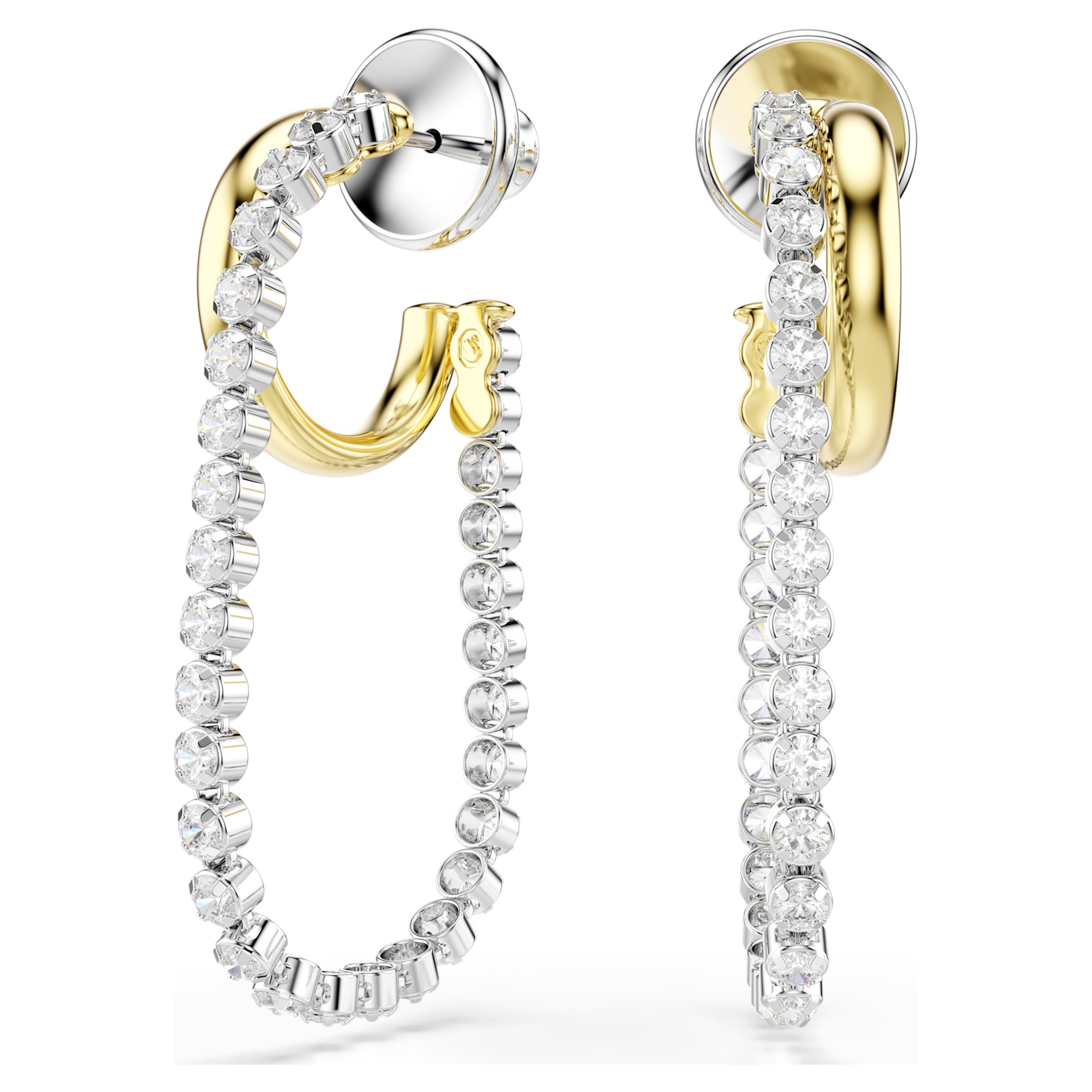 Boucles d'oreilles Swarovski - Hyperbola Spin - Créoles - Blanc & Finition Mixte