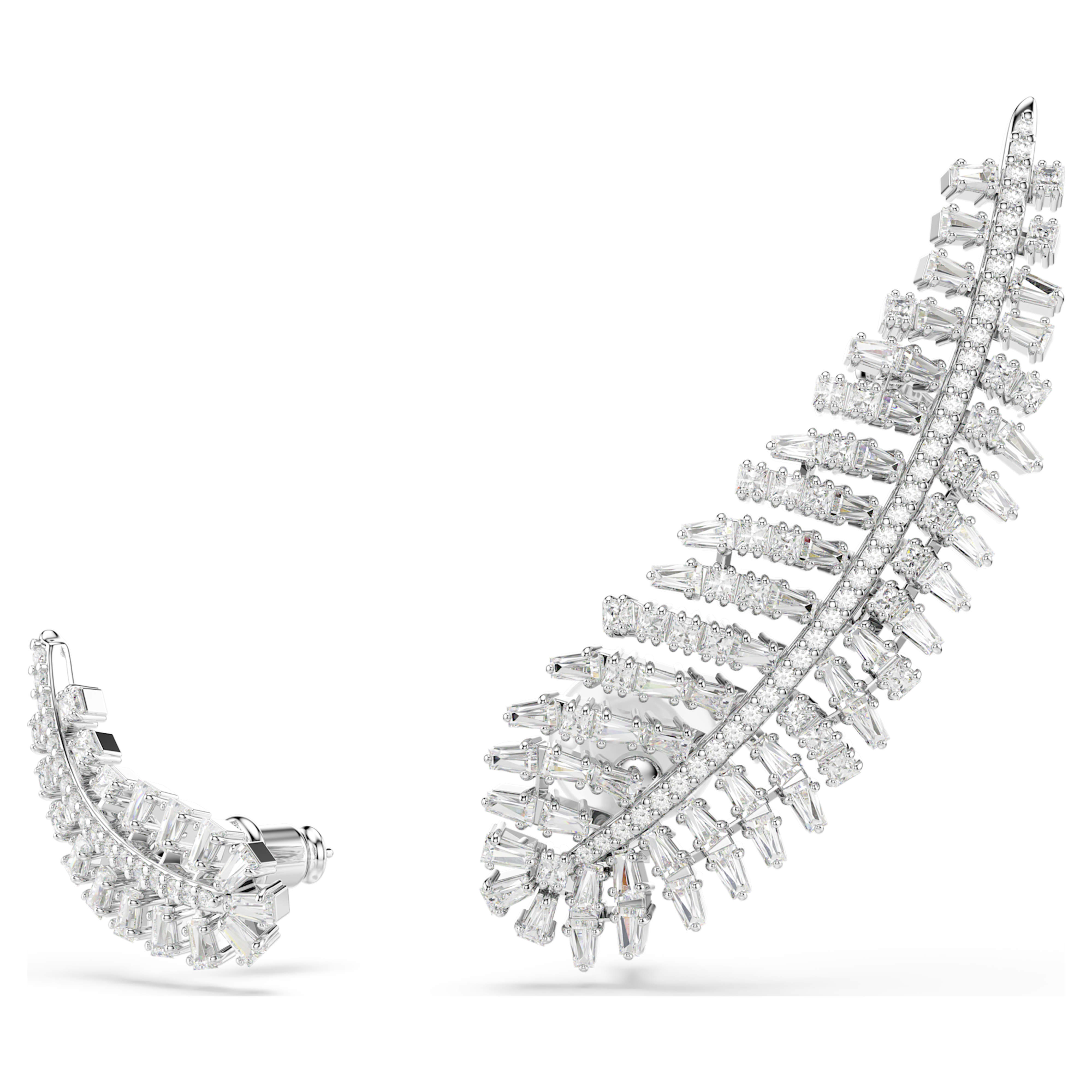 Boucles d'oreilles Swarovski - Vienna Feather - Blanc & Argenté vue 5