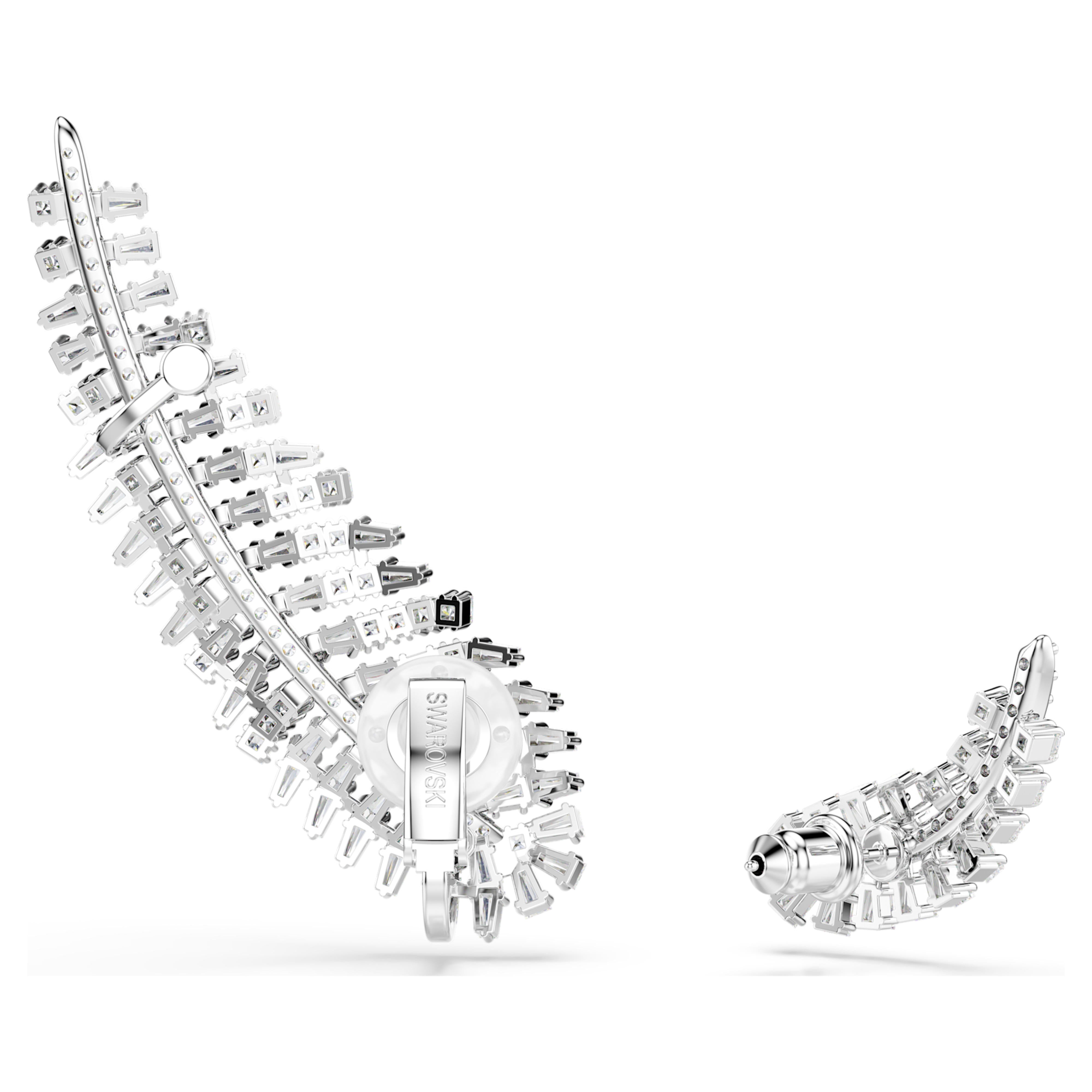 Boucles d'oreilles Swarovski - Vienna Feather - Blanc & Argenté vue 4