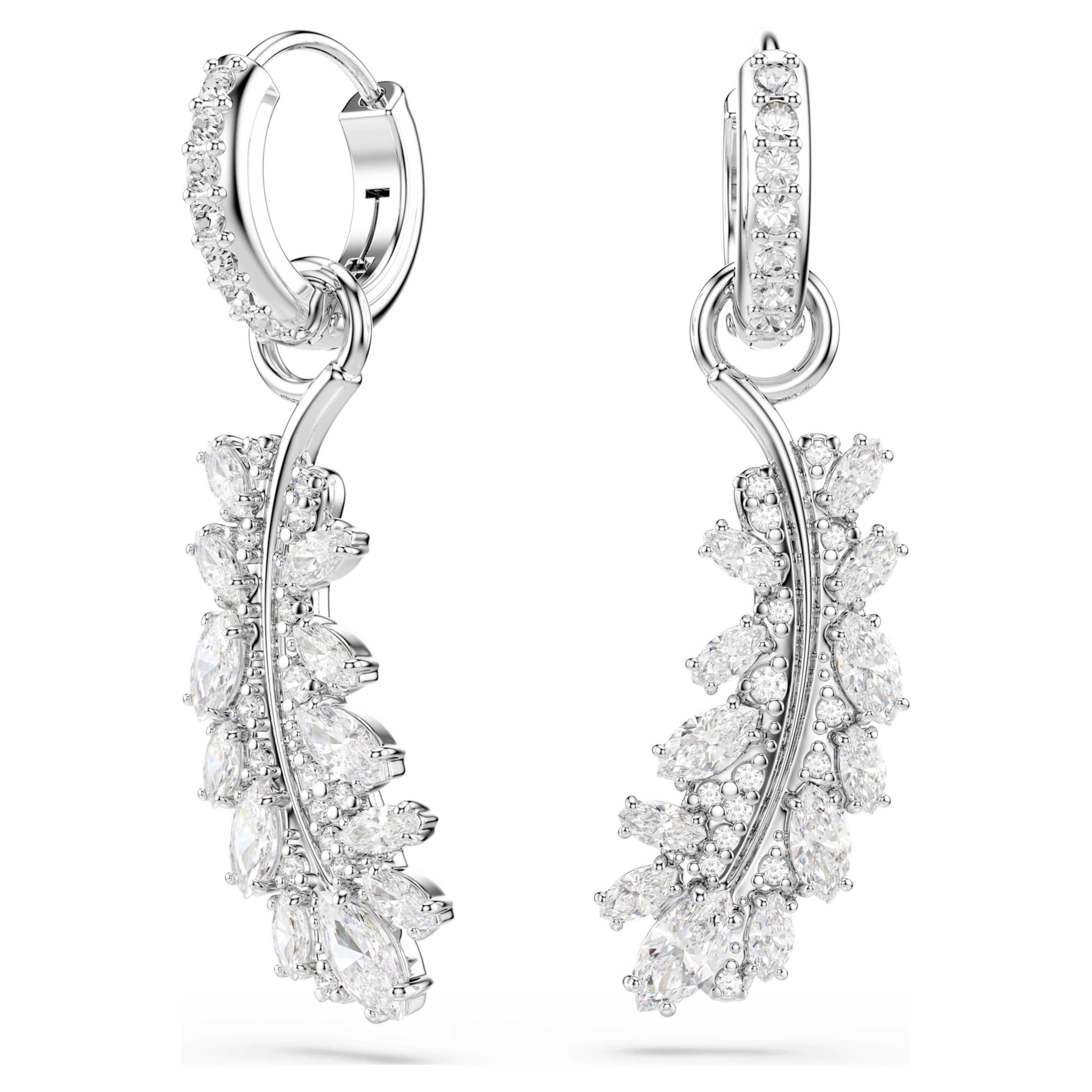 Boucles d'oreilles Swarovski - Vienna Feather - Plume - Blanc & Argenté