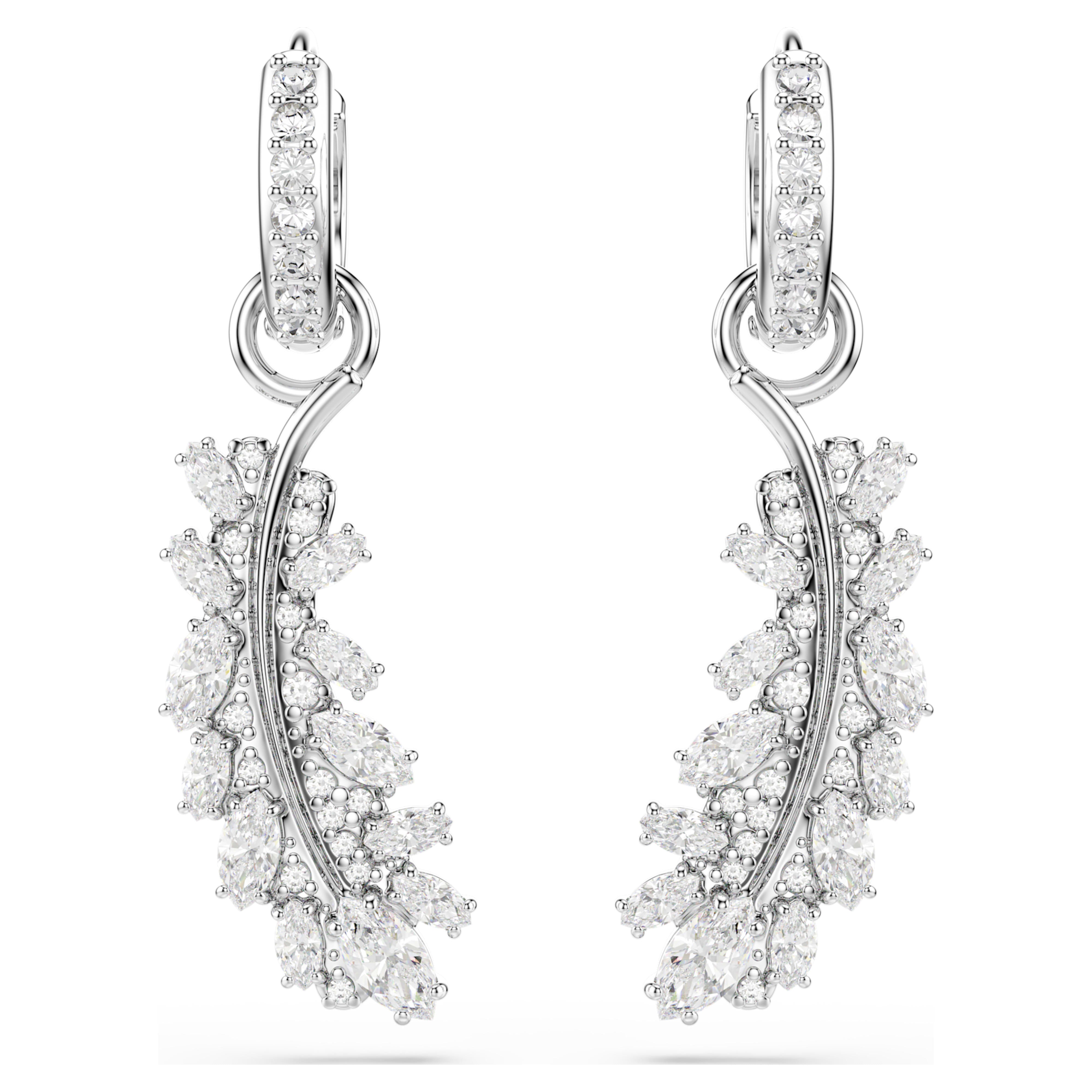 Boucles d'oreilles Swarovski - Vienna Feather - Plume - Blanc & Argenté vue 5