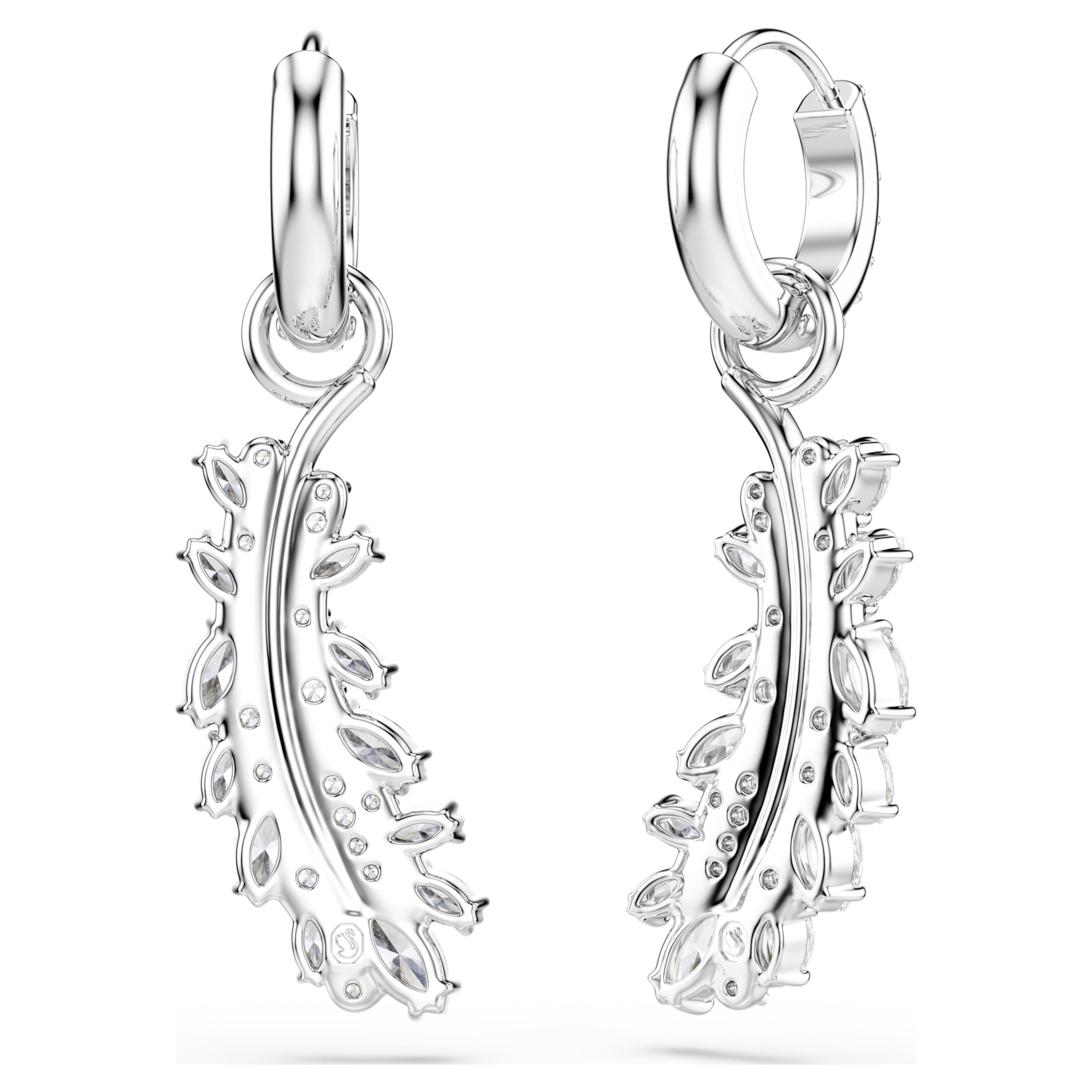 Boucles d'oreilles Swarovski - Vienna Feather - Plume - Blanc & Argenté vue 4