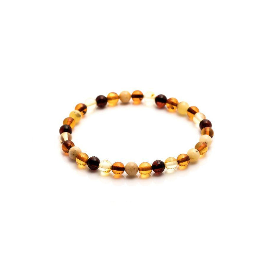 Bracelet boules d'ambre multicolore 18-19 cm en ambre naturel